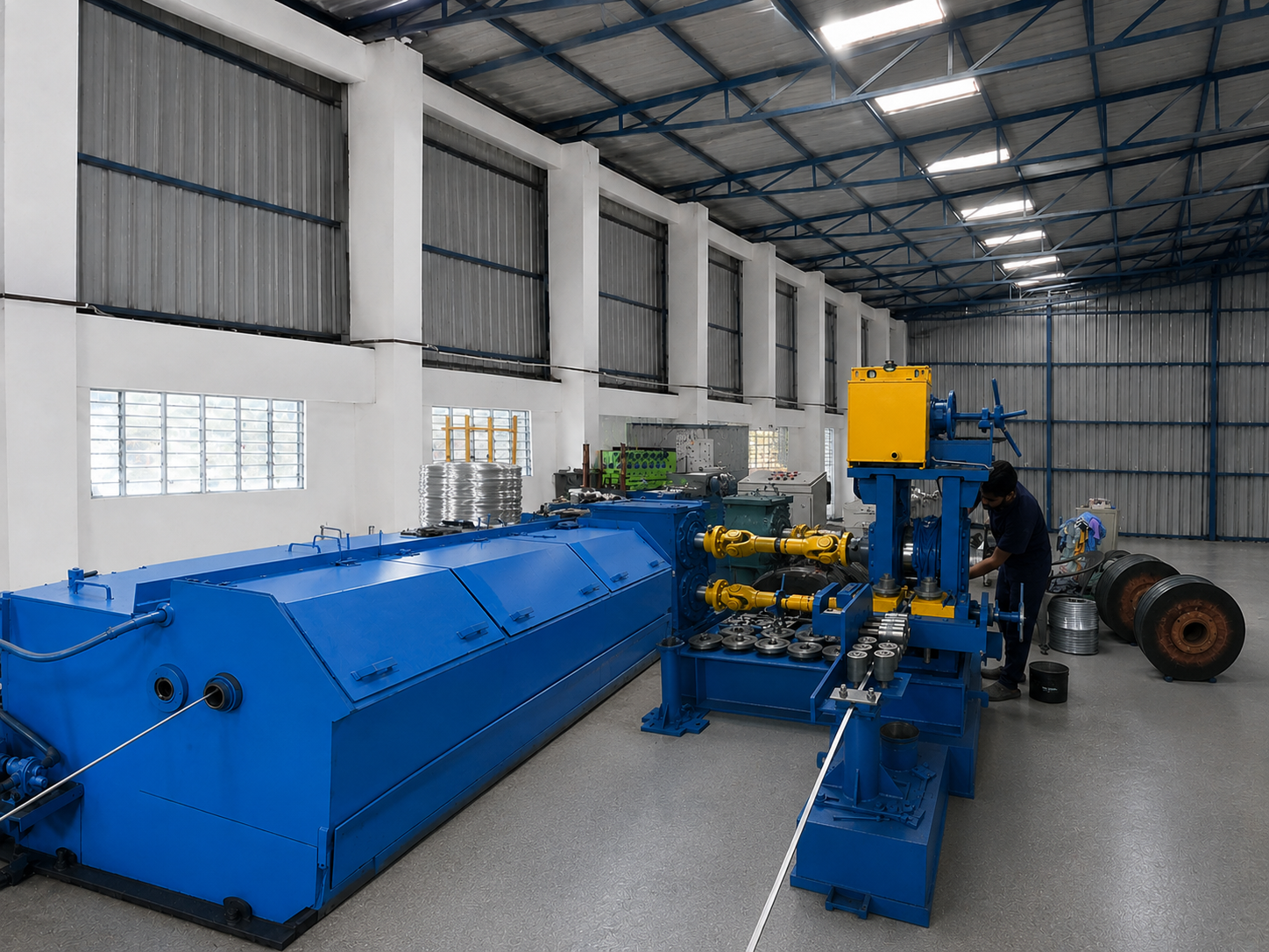 Multi-die aluminium wire drawing machines at Ferrum Iron manufacturing plant Pithampur