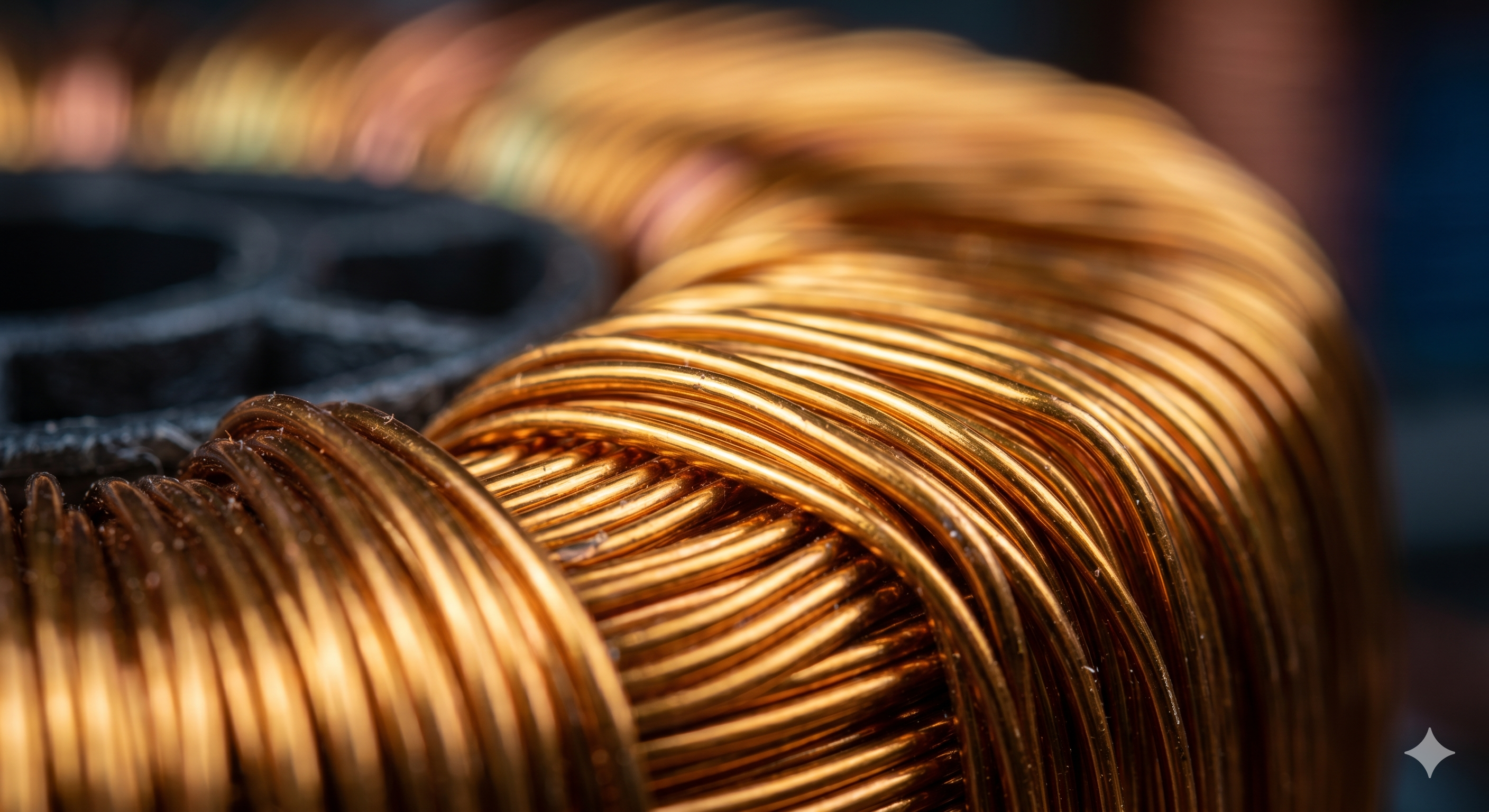 Closeup of EC grade aluminium SE enamelled wire surface showing insulation coating